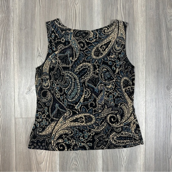 White‎ Stag Blue Metallic Paisley Sleeveless Tank Top Size L - Picture 4 of 6